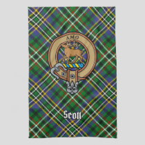 Clan Scott Crest over Green Tartan Kitchen Towel