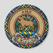 Clan Scott Crest over Green Tartan Magnet