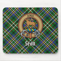 Clan Scott Crest over Green Tartan Mouse Pad
