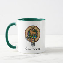 Clan Scott Crest over Green Tartan Mug