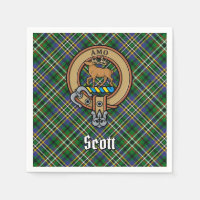 Clan Scott Crest over Green Tartan