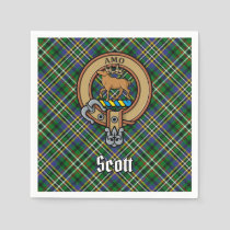 Clan Scott Crest over Green Tartan Napkins