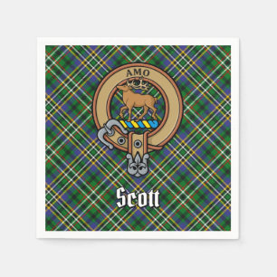 Clan Scott Crest over Green Tartan Napkins
