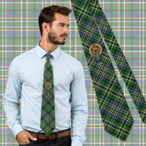 Clan Scott Crest over Green Tartan Neck Tie