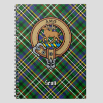 Clan Scott Crest over Green Tartan Notebook