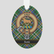 Clan Scott Crest over Green Tartan Ornament
