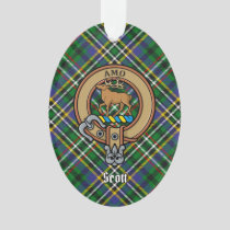 Clan Scott Crest over Green Tartan Ornament