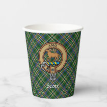 Clan Scott Crest over Green Tartan Paper Cups