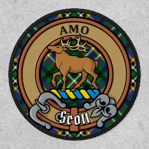 Clan Scott Crest over Green Tartan Patch