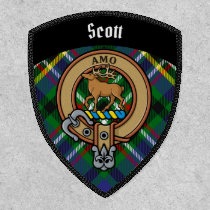 Clan Scott Crest over Green Tartan Patch