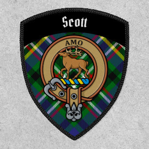 Clan Scott Crest over Green Tartan Patch