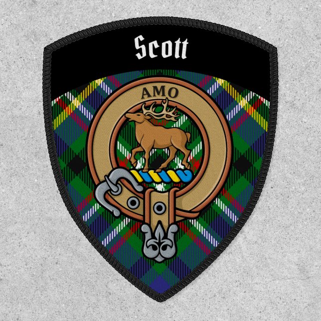 Clan Scott Crest over Green Tartan Patch (Front)