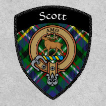 Clan Scott Crest over Green Tartan Patch