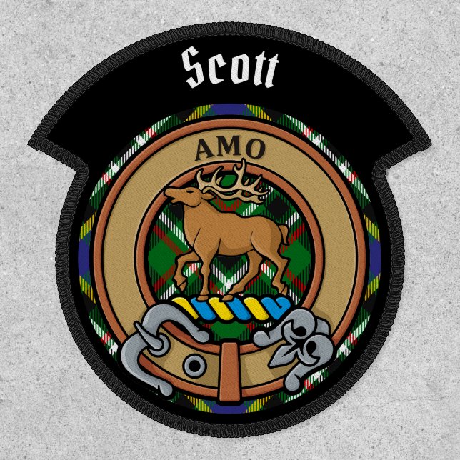 Clan Scott Crest over Green Tartan Patch (Front)