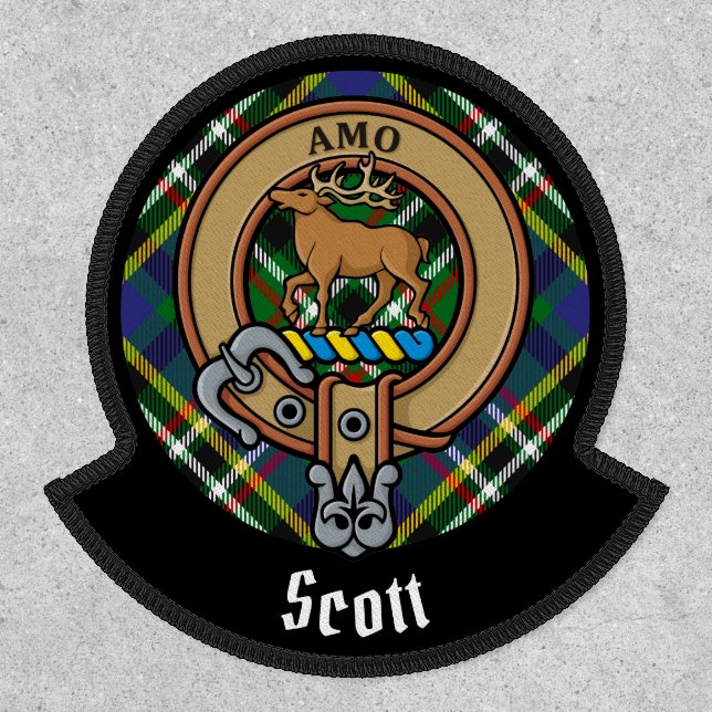 Clan Scott Crest over Green Tartan Patch (Front)