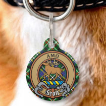Clan Scott Crest over Green Tartan Pet ID Tag