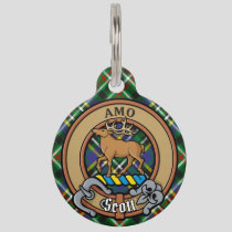 Clan Scott Crest over Green Tartan Pet ID Tag