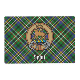 Clan Scott Crest over Green Tartan Placemat
