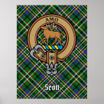 Clan Scott Crest over Green Tartan Poster