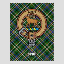 Clan Scott Crest over Green Tartan Poster