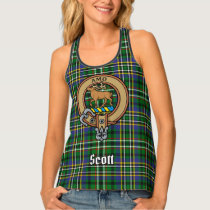 Clan Scott Crest over Green Tartan Tank Top