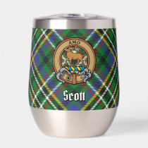 Clan Scott Crest over Green Tartan Thermal Wine Tumbler