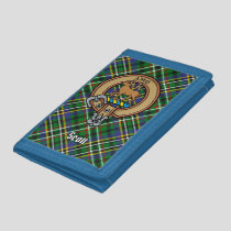 Clan Scott Crest over Green Tartan Trifold Wallet