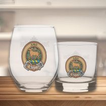 Clan Scott Crest over Green Tartan Whiskey Glass