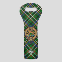 Clan Scott Crest over Green Tartan Wine Bag