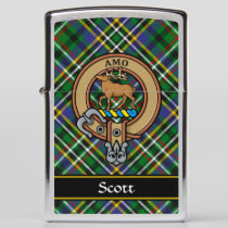 Clan Scott Crest over Green Tartan Zippo Lighter