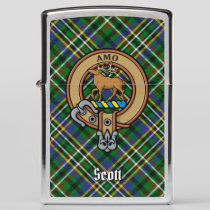 Clan Scott Crest over Green Tartan Zippo Lighter