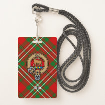 Clan Scott Crest over Red Tartan Badge