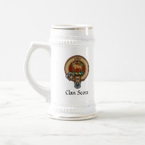Clan Scott Crest over Red Tartan Beer Stein