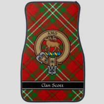 Clan Scott Crest over Red Tartan Car Floor Mat