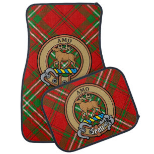 Clan Scott Crest over Red Tartan Car Floor Mat