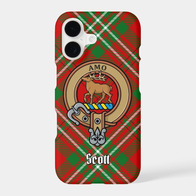 Clan Scott Crest over Red Tartan Case-Mate iPhone Case (Back)