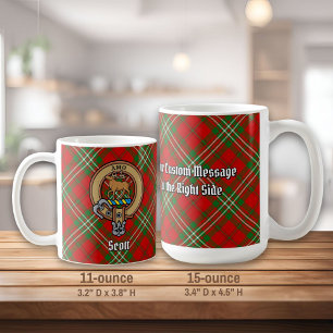 Clan Scott Crest over Red Tartan Coffee Mug