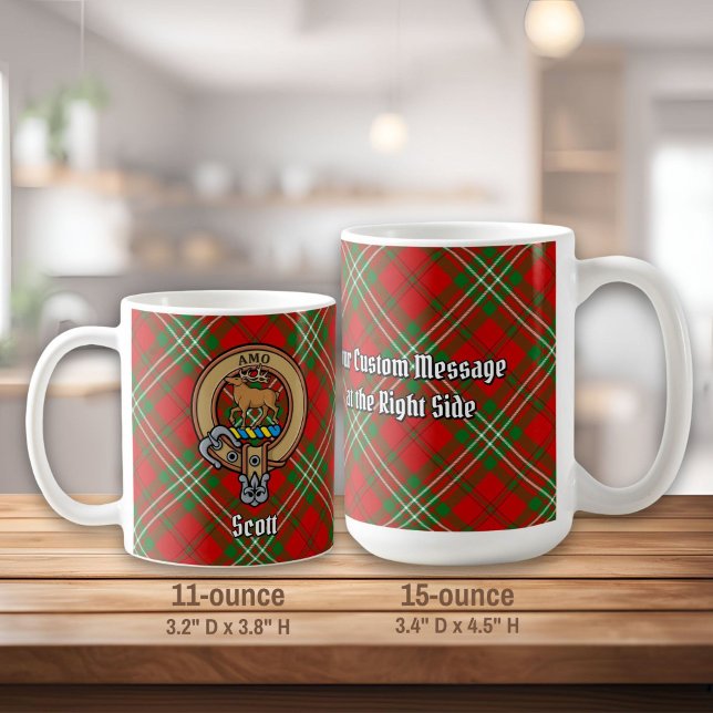 Clan Scott Crest over Red Tartan Coffee Mug (Creator Uploaded)