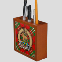 Clan Scott Crest over Red Tartan Desk Organizer