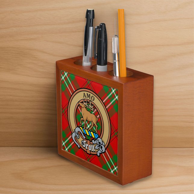 Clan Scott Crest over Red Tartan Desk Organizer (Creator Uploaded)