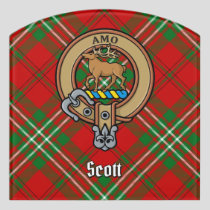 Clan Scott Crest over Red Tartan Door Sign