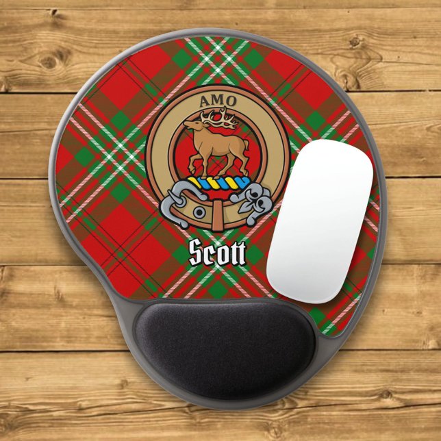 Clan Scott Crest over Red Tartan Gel Mouse Pad (Creator Uploaded)