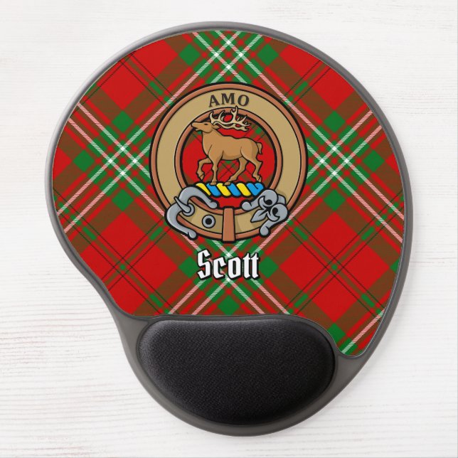 Clan Scott Crest over Red Tartan Gel Mouse Pad (Front)