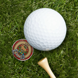 Clan Scott Crest over Red Tartan Golf Ball Marker