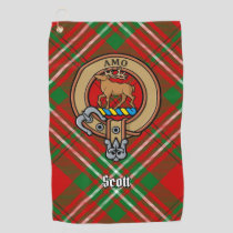 Clan Scott Crest over Red Tartan Golf Towel