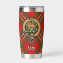 Clan Scott Crest over Red Tartan Insulated Tumbler