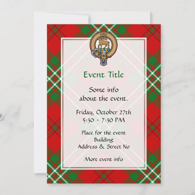 Clan Scott Crest over Red Tartan Invitation (Front)