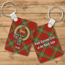 Clan Scott Crest over Red Tartan Keychain