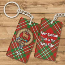 Clan Scott Crest over Red Tartan Keychain