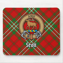 Clan Scott Crest over Red Tartan Mouse Pad